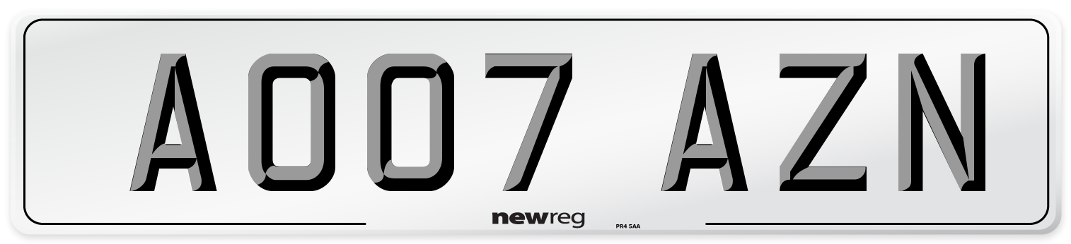 AO07 AZN Number Plate from New Reg